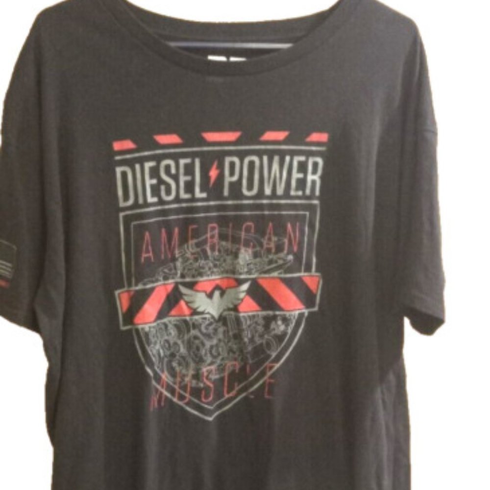 Diesel Power Mens 3X T Shirt black American flag trucker patriotic